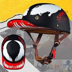 Retro Motorcycle Baseball Cap Halve Helm voor Mannen en Vrouwen, DOT Goedgekeurde Volwassen Motorbike Open-Face Helm voor Street Bike Cruiser Chopper Bromfiets Scooter Helm Decoration
