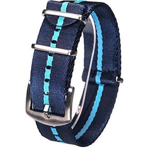 Horlogebandjes voor mannen en vrouwen, horlogeband 16 mm/18 mm/20 mm/22 mm/24 mm nylon horlogeband Comfortabele horlogeband uit één stuk Huidvriendelijk en draagbaar (Color : Blue+Blue (Silver), Siz