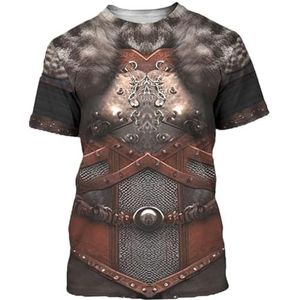 Middeleeuws Retro Viking Armor T-shirt – Noordse 3D Full-body Bedrukte Punk Straat Rollenspel Korte Mouwen – Zomer Verfrissend en Ademend Grote Maat Pagan Voor Top (Color : Viking C, Size : S)