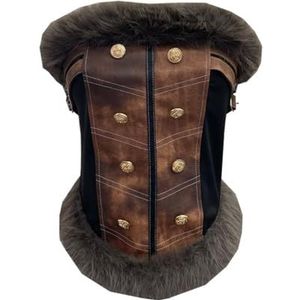 LoprNsdgt Dames Double Breasted Slim Fit Mouwloze Top Met Nepbont Rand Retro Cropped Tube Top Clubwear,Bruin,L