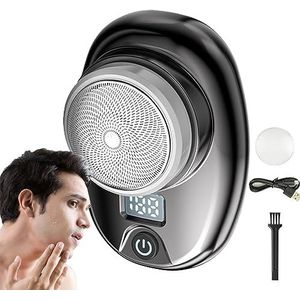 Mini-scheerapparaat, oplaadbaar, met batterijniveau-indicator, reisscheerapparaat voor thuis, auto, reizen, dames, heren, elektrisch scheerapparaat Aokley