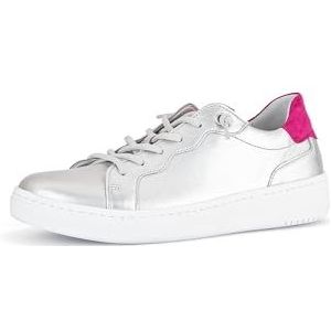 Gabor Low-Top sneakers voor dames, lage schoenen voor dames, Zilver Roze 61, 44 EU