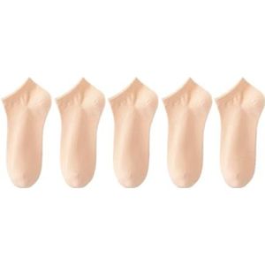 YIJIANUO Vrouwen 95% Gekamd Katoen Zakelijke Jurk Sokken Zachte Ademend Enkellengte Kleurrijke 5 Paren/partij Voor Lente Zomer, 5 paar roze, 38