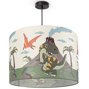 Paco Home Hanglamp Kinderkamer Stof Lampenkap Rond Jungle Dieren Jongen Meisje E27 Bont