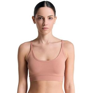 ALBERO NATUR Bustier voor dames, biologisch katoen, sportbeha, onderhemd, yoga, pilates, lichtbruin (Cafe Crema), M