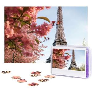 300-delige puzzel voor volwassenen gepersonaliseerde foto puzzel Parijs Eiffeltoren bloem aangepaste houten puzzel voor familie, verjaardag, bruiloft, spel nachten geschenken, 38 x 25,9 cm