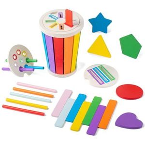 Smartwo Houten speelgoed voor baby's, 1 2 jaar, Montessori-sorteerspellen, leer kleuren en vormen, educatief spel, fijne motoriek, speelgoed voor kinderen van 12 tot 18 maanden, reisspellen, cadeau