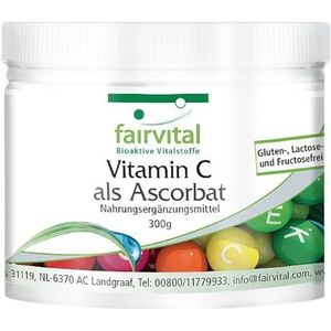 Fairvital | Vitamine C als ascorbaat - HOOG GEDOSEERD - VEGAN - 300g poeder - calcium ascorbaat
