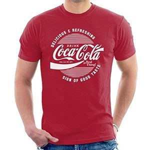 Coca-Cola Circle Logo White Text Heren T-shirt, kersenrood, M