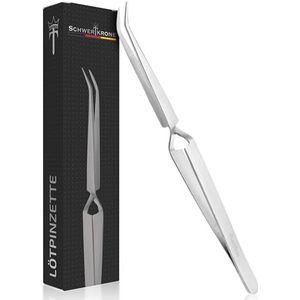 SCHWERTKRONE Soldeerpincet, kruispincet, industrieel pincet, technische pincet, splinterpincet, tekentang, fijn gebogen, 11,5 cm