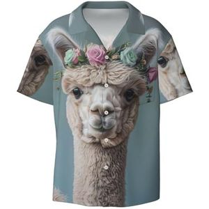 YJxoZH I Love Alpacas Print Heren Jurk Shirts Casual Button Down Korte Mouw Zomer Strand Shirt Vakantie Shirts, Zwart, 3XL
