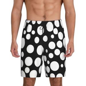 Heren Zwart-wit Polka Dot Print Lounge Shorts Pyjama Bottoms Nachtkleding Shorts Kerst Shorts Losse Sportbroek, Zwart, M