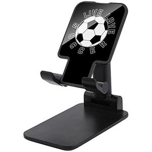 Live Love Voetbal Opvouwbare Mobiele Telefoon Houder Stand voor Bureau Hoek Hoogte Verstelbare Zwart-Stijl