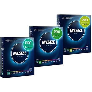MY.SIZE PRO condoom maat 0,1,2-45,47,49 mm, 3x3 condooms - perfecte pasvorm en een geschikte maat voor iedereen