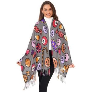 550 Sjaal Voor Vrouwen Oogballen Schedel Halloween Snoep Schedel, Sjaals Zachte Winter Dames Sjaals Winter Kwastje Sjaal Stola Voor Verjaardag Kerstmis Vrouwen, Kleur 915, one size