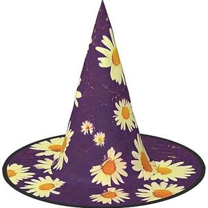 ZISHAK Daisy paarse bloemen Halloween heksenhoed voor vrouwen,ultieme feesthoed voor beste Halloween-kostuumensemble