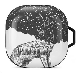 Huilende tatoeage wolf maanlicht nacht oordopjes hoesje compatibel met Samsung hard shell beschermhoes zwart stijl