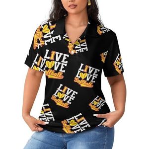 Live Love Softbal dames poloshirts met korte mouwen casual T-shirts met kraag golfshirts sport blouses tops M