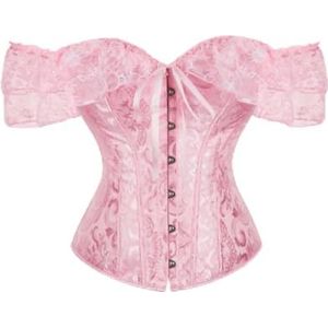 Cazqgoy Dames Sexy Kanten Korset Top, Vintage Bustier Met Mouwen Off-Shoulder Tank Overlay Lace Shapewear