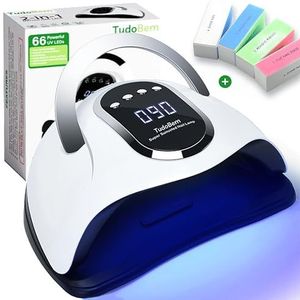 TudoBem UV-led-nagellamp, 220 W, professioneel, led-lamp, 66 lampen, semi-permanent, automatische uv-lamp, gel, handen en voeten, timer, 10/30/60/99