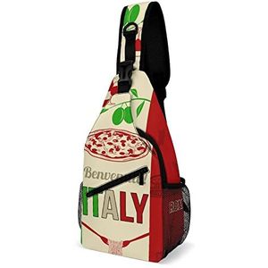 Italiaanse voedselvlekken kaart vlag reizen crossbody tas sling rugzak wandelen borst schoudertas fanny pack dagrugzak geschenken voor vrouwen mannen
