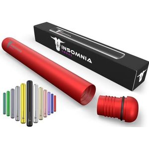 Insomnia Smoke Sigaretten Houder | Water, geur & geurbestendig | Premium tabaksdoob buis sigarettenopslagcontainer doos voor King Size Pre-roll Cone | Gemaakt van CNC aluminium (rood)