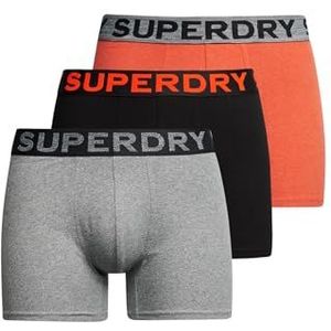 Superdry Boxershorts voor heren, zwart/lichtoranje Marl/Noos Grey Marl, XL