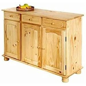 Dressoir met drie deuren en drie laden, bruine kleur, 130 x 87 x 43 cm.