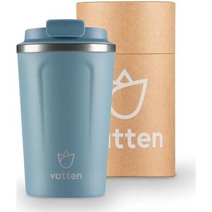 Vatten® Premium RVS Koffiebeker To Go - Lichtblauw - 380ml - Thermosbeker - Theebeker