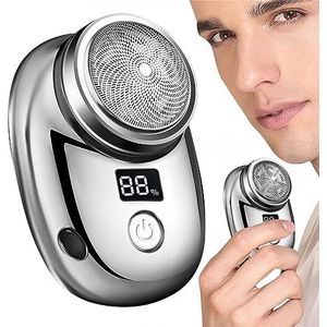 AOKLEY Elektrisch scheerapparaat voor heren, draagbaar elektrisch scheerapparaat, USB-oplaadbaar, met kracht, zachte scheerbeurt voor mannen, thuis en op reis