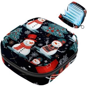 MUOOUM Kerst Sneeuwpop Patroon Maandverband Opbergtas Draagbare Menstruatie Tas Voor Vrouwen Tiener Meisjes Menstruatie Cup Pouch Nursing Pad Houder
