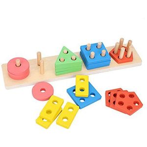 Baby Geometrische Stapelaar Houten Sorteerbord Educatief Speelgoed Stapelen en Sorteren Spel Puzzels Speelgoed Preschool Leren voor Kinderen Peuters