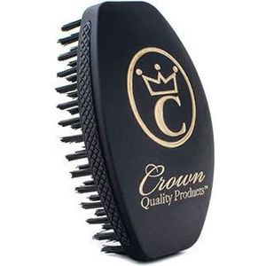 NEW 360 Wave Brush 2.0 - Mat Zwart, Metallic Gold Logo - Hard Flex Borstelharen - Natte Droge Technologie - Antislip Grip Haarborstel - van Crown Quality Products - The Ultimate 360 Wave Brush