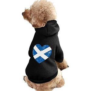 Schotland Retro Hart Vlag Print Huisdier Hoodie Sweatshirt Warm Puppy Pullover Winter Jas Voor Kleine Medium Grote Honden Katten