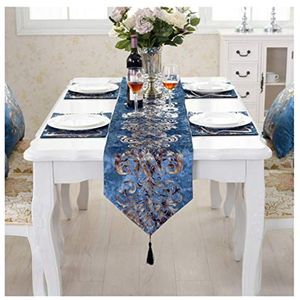 Tafelloper, zwarte tafelloper thuistafel mode gecontracteerde theetafel cover moderne kledingkast (kleur: blauw, maat: L)