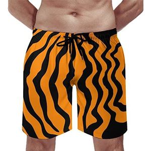 Tijgerhuid Wildlife Strepen Mens Strand Shorts Sneldrogende Board Shorts Mesh Voering Strandbroek Gym Zwembroek 2XL