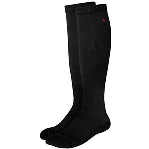 NV Compression Merinowol Winter Lange Compressiesokken (Zwart/Grijs, Medium), Zwart/Grijs, S
