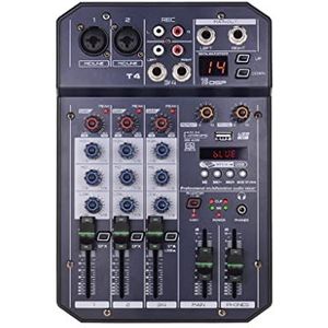 T4 Draagbare 4-Kanaals Geluidskaart Mixing Console Audio Mixer Ingebouwde 16 DSP 48V Fantoomvoeding Ondersteunt BT Aansluiting MP3