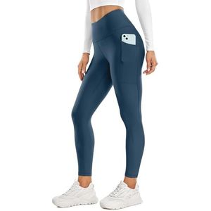 CRZ YOGA Vrouwen Thermische Fleece gevoerde Legging High Waisted Warme Winter Yoga Broek met Zakken - 28 Inches Franse marine S