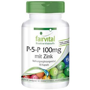 Fairvital | Pyridoxal-5-fosfaat (phosphate) 100mg - P-5-P met zink - actieve vitamine B6 - HOOG GEDOSEERD & VEGAN - 270 capsules (90x3)