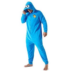 Sesame Street Onesies voor heren, Cookie Monster & Elmo Fleece heren onesie S - 2XL (blauw, S)