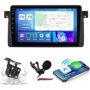 Android 14 Autoradio Navi voor B-MW E46 (1998-2006) 9 ""Schermradio met draadloze carplay Android Auto GPS Navigatieondersteuning Bluetooth 5.0 HIFI FM 5G-WiFi SWC MIC-camera,M300s