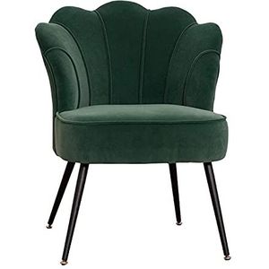 GEIRONV 1 stuks keuken eetkamer stoelen, fluwelen stoel en rugleuningen woonkamer stoelen met zwarte metalen benen make-up stoel Eetstoelen (Color : Green)