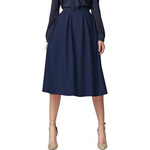 Urban GoCo Uitlopende A-lijn midi-rok met zakken voor dames, Donkerblauw, S
