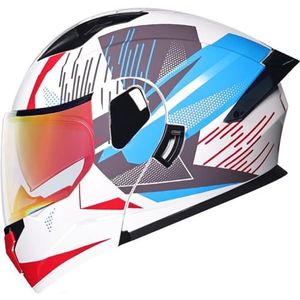 Opklapbare Motorhelm Dubbellaags Ingebouwde Lenzen Modulaire Motorhelm Integraalhelm Met Snelsluiting DOT/ECE Goedgekeurd Voor Heren Dames Scooters 5,L(57-58CM)