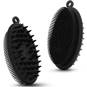 Douche Scrubber Exfoliërende Body Scrubber Siliconen Body Borstel Zachte Loofah 2 in 1 Borstel voor Vrouwen Mannen Douchen Gemakkelijk schoon te maken Gemakkelijk Droog Hangbaar 1 ST Zwart