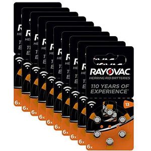 Rayovac Acoustic zink lucht hoorapparaat batterij in de maat 13 Pack (met 60 batterijen geschikt voor hoorapparaten gehoorhulpen gehoorversterker) oranje