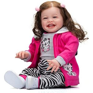 60CM Reusachtig Reborn Babypop 24inch Kleuter Meisje Realistisch Prinses Met De Hand Geworteld Lang Gekruld Haar Speelgoed Geschenk Voor Kinderen