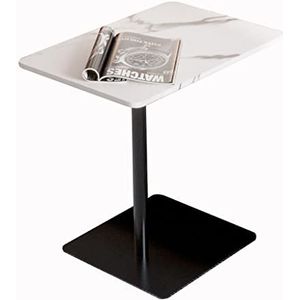 Prachtige bijzettafel, kleine afneembare salontafel voor de bank (48x33cm), L-vormige ijzeren beugel nachtkastje/hoektafel, slaapkamer nachtkastje (kleur: B (houten plaat), maat: 65cm)