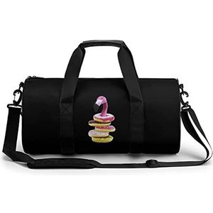 Donuts Flamingo Reizen Plunjezak Sport Gym Handtas Cilindrische Waterdichte Carryon Gymbag Met Schoenen Compartiment
